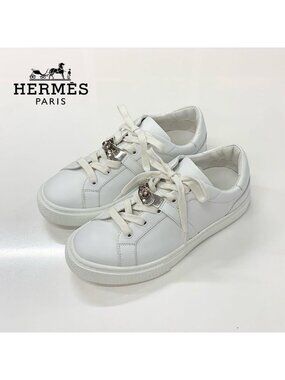 Hermes Day Kelly Leather Sneakers White